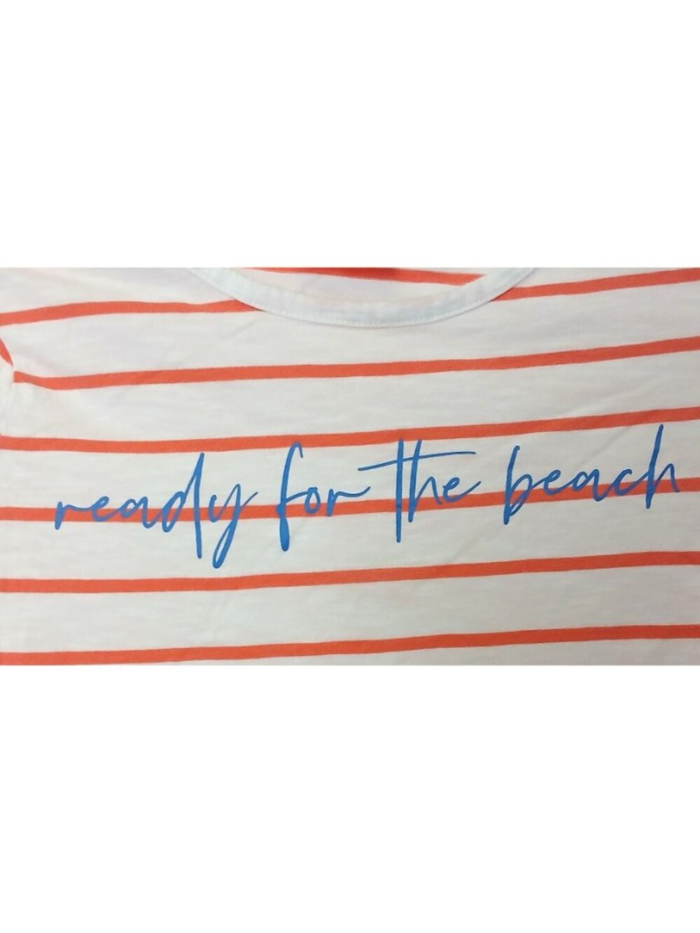 Denim & Co Womens XXS Orange White Striped TShirt Ready For The Beach #D-36 - Picture 6 of 6
